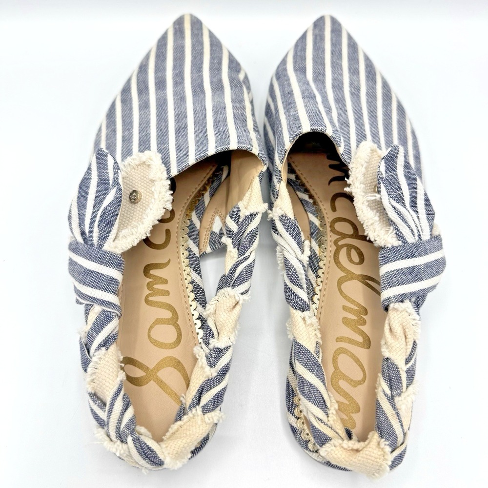 Sam Edelman Rivers Mule Flats Blue Stripe Pointed Toe Womens Size 9 - Picture 2 of 9